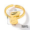 Fashionable Letter Brass Open Cuff for Women, Golden, European and American Style, Letter F, Inner Diameter: 17mm