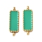 304 Stainless Steel Enamel Connector Charms, Golden, Rectangle Links, Medium Sea Green, 15x5x2mm, Hole: 1mm
