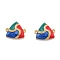 Brass Links Connectors, Long-Lasting Plated, with Enamel, Triangle, Real 18K Gold Plated, 15.3x13.3x3.7mm, Hole: 1.2mm