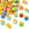 Simulated French Fries Perforated Resin Beads, Mixed Color, 27.5x21x12.5mm, Hole: 2mm