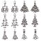 120Pcs 6 Style Tibetan Style Alloy Pendants, Christmas Tree, Antique Silver, 20.5~26.5x10.3~17.5x1.5~4.5mm, Hole: 1~2mm, 20pcs/style