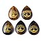 Natural Tiger Eye Pendants, Teardrop with Tree of Life Pattern, 32~33.5x25~26x6.5~7.5mm, Hole: 2mm, 6pcs/bag