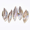 Natural Freshwater Shell Big Pendants, with Iron Loops, Edge Golden Plated, Leaf, 47~52x13~20x7~9mm, Hole: 1.6mm