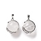 Natural Quartz Crystal Pendants, Rock Crystal Pendants, Ball Sphere Charms with Platinum Tone Brass Findings, 24x21x18mm, Hole: 8x5mm