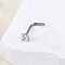 Bohemian Style 304 Stainless Steel Pave Clear Cubic Zirconia L-Shaped Nose Rings, Stainless Steel Color, Flat Round, 8mm