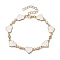 Brass Enamel Heart Link Chain Bracelet with Cubic Zirconia, Golden, 7-7/8 inch(20cm)