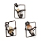 Natural Citrine Nuggets Pendants, Brass Gems Rectangle Charms, Cadmium Free & Lead Free, Red Copper, 35.5x27x10mm, Hole: 6mm