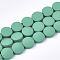 Spray Painted Non-magnetic Synthetic Hematite Beads Strands, Flat Round, Medium Sea Green, 8.5x4mm, Hole: 1mm, about 48pcs/strand, 15.7 inch