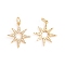 Brass Micro Pave Cubic Zirconia Pendants, with Jump Ring, Star, Clear, Golden, 19x17x2mm, Hole: 3mm