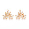 Brass Micro Pave Cubic Zirconia Pendants, Flower, Nickel Free, Long-Lasting Plated, Real 18K Gold Plated, 16x17x3.5~4mm, Hole: 1.5mm