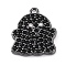 Rack Plating Brass Cubic Zirconia Pendants, Lead Free & Cadmium Free, Long-Lasting , Ghost CharmCharm, Gunmetal, 16x14x1.8mm, Hole: 1.2mm