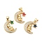 Brass Micro Pave Cubic Zirconia Pendants, Cadmium Free & Lead Free, Moon with Bear & Star Charms, Golden, Mixed Color, 20x16x3.5mm, Hole: 5x3.5mm