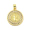 Rack Plating Brass Micro Pave Cubic Zirconia Pendants, with Jump Ring, Long-Lasting Plated, Cadmium Free & Lead Free, Flat Round with King, Real 18K Gold Plated, 23x20x3mm, Hole: 4x3mm