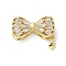 Brass Micro Pave Cubic Zirconia Pendants, Bowknot Charms, Real 18K Gold Plated, 17x21x6mm, Hole: 1.8mm
