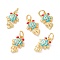 Brass Pendants, with Enamel, Long-Lastinbg Plateed, Gold Fish, Sky Blue, 17x11x3mm, Hole: 4.2mm