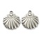 Non-Tarnish 304 Stainless Steel Pendants, Shell Shaped, Stainless Steel Color, 18x16x3mm, Hole: 1.8mm