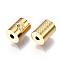 304 Stainless Steel Beads, with Rhinestone, Column with Star, Real 14K Gold Plated, 8x6mm, Hole: 1.6mm