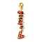 Heart Alloy Enamel Pendant Decorations, Natural Red Jasper Gemstone Chips and Alloy Lobster Claw Clasps Charms, 81mm