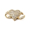 Brass Micro Pave Clear Cubic Zirconia Connector Charms, Real 18K Gold Plated, Long-Lasting Plated, Cadmium Free & Lead Free, Rack Plating, Heart, 17.5x9.5x4.5mm, Hole: 4x3mm and 3x2.5mm
