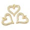 Rack Plating Brass Micro Pave Cubic Zirconia Pendants, with Jump Ring, Long-Lasting Plated, Lead Free & Cadmium Free, Heart, Real 18K Gold Plated, 24x26.5x3mm, Hole: 2.5mm