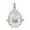 Rack Plating Brass Cage Pendants, Nickel Free, For Chime Ball Pendant Necklaces Making, Hollow Teardrop with Flower, Platinum, 34x27x22mm, Hole: 3mm, inner measure: 24x18mm