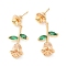 Brass with Glass Stud Earring Findings, with Pinch Bails, Flower of Life, Real 18K Gold Plated, 30.5mm, Pin: 0.7mm