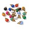 Tibetan Style Alloy Imitation Beeswax Resin Pendants, Antique Golden, Teardrop, Mixed Color, 28x16x14mm, Hole: 2mm