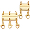 2Pcs 2 Styles 2 and 3 Strands Alloy Magnetic Clasps Converter, Necklace Layering Clasps, with Lobster Claw Clasps, Rectangle, Real 18K Gold Plated, 24x13~20x3.5mm, 1pc/style