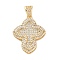 Brass Micro Pave Cubic Zirconia Pendants, Cadmium Free & Lead Free, Cross Charms, Real 16K Gold Plated, 28.5x22x4mm, Hole: 5mm
