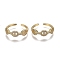 Adjustable Brass Micro Pave Clear Cubic Zirconia Cuff Rings, Open Rings, Long-Lasting Plated, Oval, Real 18K Gold Plated, 2~5.5mm, Inner Diameter: 17mm