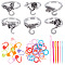 Knitting Tool Sets, with Alloy Yarn Guide Finger Holders, Plastic Large Eye Needle & Locking Stitch Markers, Mixed Color, Ring: 11~19mm