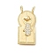Brass Micro Pave Cubic Zirconia Pendants, Arch with Hamsa Hand, Real 18K Gold Plated, 34.5x16.5x7mm, Hole: 5mm
