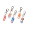 Handmade Polymer Clay Pendants Decoration, with Alloy Swivel Lobster Claw Clasp, Flip Flops, Mixed Color, 62.5mm