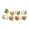 Bear Brass Micro Pave Cubic Zirconia Open Cuff Ring for Women, Cadmium Free & Nickel Free & Lead Free, Real 18K Gold Plated, Mixed Color, Bear: 17.5x15.5mm