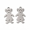 Non-Tarnish 201 Stainless Steel Connector Charms, Hollow Girl Links, Stainless Steel Color, 18.5x10.5x1mm, Hole: 1.4mm
