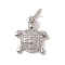 Brass Micro Pave Cubic Zirconia Charms, with Jump Ring, Cadmium Free & Lead Free, Tortoise Charms, Platinum, 12.5x9.5x2mm, Hole: 3mm