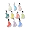 Synthetic Noctilucent Stone/Luminous Stone Pendants, Glow in the Dark Moon Charms with Stainless Steel Color Plated 201 Stainless Steel Snap on Bails, Mixed Color, 20~21.5x13~14x6mm, Hole: 5.5x3mm