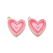 Rack Plating Alloy Enamel Pendants, Cadmium Free & Nickel Free & Lead Free, Light Gold, Heart Charm, Hot Pink, 21.5x18x1.5mm, Hole: 1.6mm