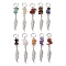 Natural Gemstone Chips & Alloy Feather Pendants, with 304 Stainless Steel Jump Rings, 58~60mm, 10pcs/set