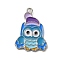 Winter Theme Alloy Enamel Pendants, Platinum, Owl, 24.5x17.5x1.7mm, Hole: 1.8mm