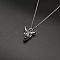 Alloy Ruby Rhinestone Pendant 667 Stainless Steel Chain Necklaces, Stainless Steel Color, Goat, 23.62 inch(60cm)