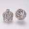 Brass Micro Pave Cubic Zirconia Beads, Tassel Cap Bail, Crown, Hollow, Platinum, 12.5x13mm, Hole: 1.5mm