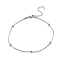 Tarnish Resistant 304 Stainless Steel Round Snake Chain Anklets, with Round Beads and Lobster Claw Clasps, Stainless Steel Color, 9-1/2 inch(24cm)