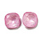 Glass Rhinestone Cabochons, Point Back & Back Plated, Faceted, Square, Rosaline, 10x10x5mm