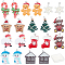20Pcs 10 Style Opaque Resin Pendants, with Platinum Tone Iron Peg Bails, for Christmas, Snowflake & Christmas Tree & Cane & Father Christmas & Snowman & Star & Socks & Bear with Heart & House & Gingerbread Man, Mixed Color, 24x17.5x5.5mm, Hole: 1.5mm