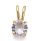 Brass Micro Pave Cubic Zirconia Pendants, Real 18K Gold Plated, Long-Lasting Plated, Flat Round, Clear, 13.5x7x5mm, Hole: 6x2mm