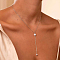 201 Stainless Steel Cable Chains Lariat Necklace, with Plastic Pearl Beaded, Silver, 16.54 inch(42cm)