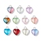 Heart Gradient Color Baking Paint Transparent Glass Pendants, with 304 Stainless Steel Flat Head Pins Loops, Platinum, 17.5x13x6.5mm, Hole: 3.5mm