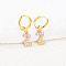 Brass Micro Pave Clear Cubic Zirconia Hoop Earrings, Golden, Letter Z, 25x8mm