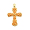 Brass Enamel Pendants, Lead Free & Cadmium Free, Long-Lasting Plated, Cross Charm, Rack Plating, Real 18K Gold Plated, Orange, 50.5x31.5x4.5mm, Hole: 5.5x3.5mm
